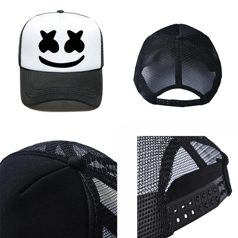 Fashion Cartoon Mesh Baseball Caps Men Women Hip Hop Snapback Hat DJ Marshmallow Cap Summer Breathable Mesh Outdoor Sun Hat