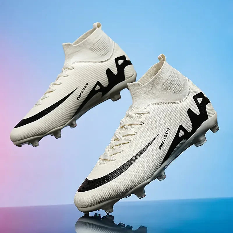 Men High Top Soccer Cleats Anti Slip Wear Resistant Firm Ground Breathable Comfortable Outdoor Grass Field Training Athletic