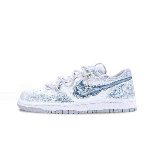 Niestandardowe trampki Nike Big „Tide Wave & Cloud” – męskie buty skateboardowe w stylu retro z niską cholewką, z motywem chińskiego tuszu i graffiti