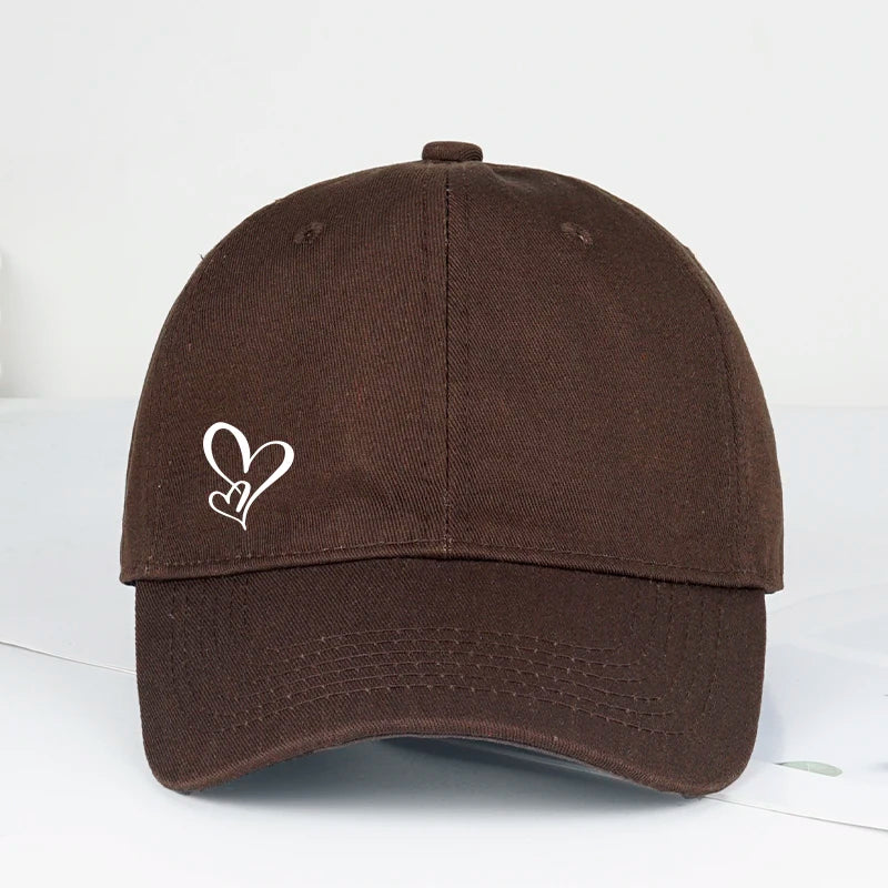 Minimalist Double Heart Print Soft-Peak Baseball Cap – Adjustable Unisex Casual Sun Hat for Couples – Perfect Gift for Best Frie