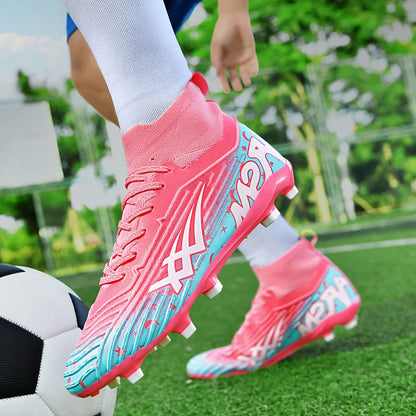 Chaussures de football pour hommes et femmes, chaussures de sport à crampons longs, idéales pour les étudiants, les matchs et l'entraînement.