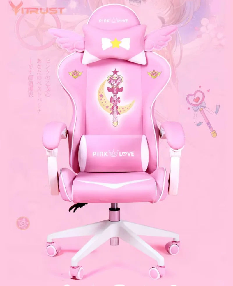 Pink Gaming Chairs for Girl Magic Comfortable Anchor Live Chair Gaming Chair Cute Pink Gaming Chair