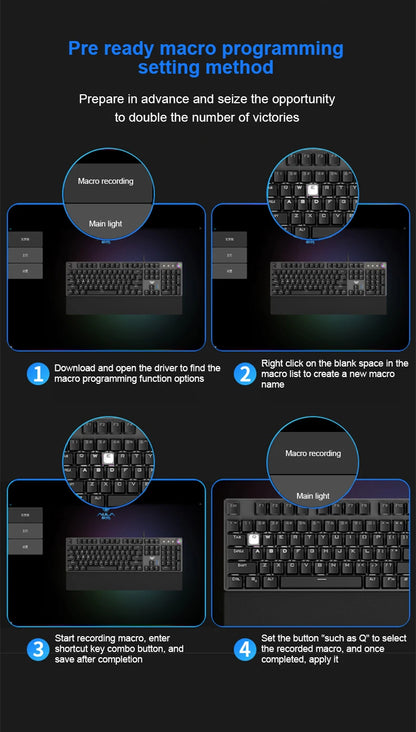 Teclado Mecânico AULA F2088 com Fio para Gaming, Botão Multifuncional, 104 Teclas, Retroiluminação Magic e Programação de Macros para Computador
