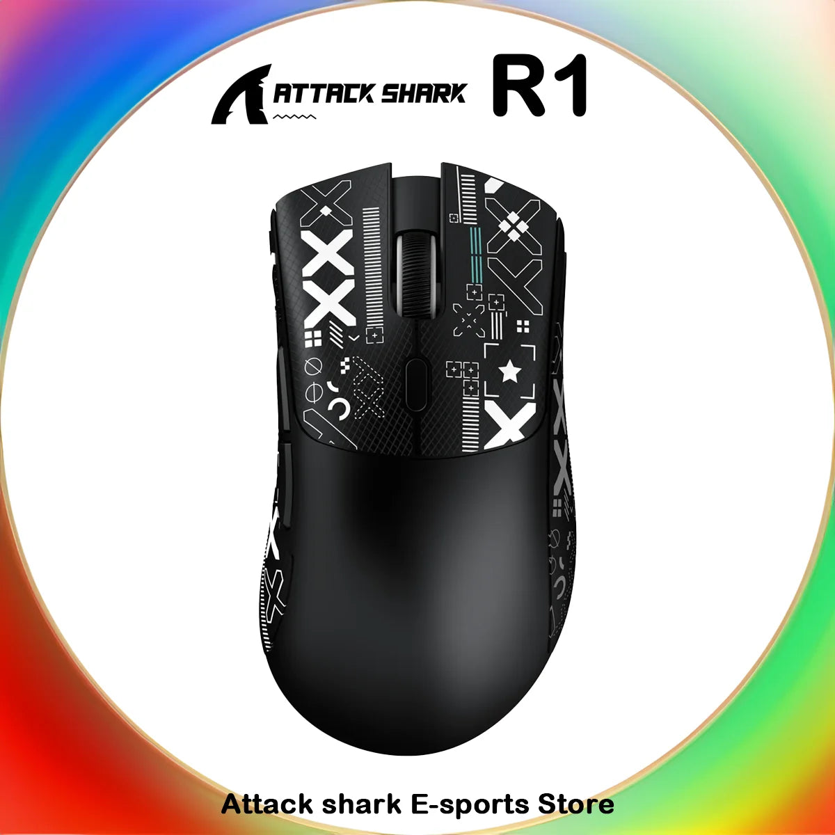 Ratón gaming inalámbrico Attack Shark R1 trimodo 2.4G Bluetooth con cable, 18K DPI, 1000Hz, sensor PAW3311, 59g, ligero y recargable