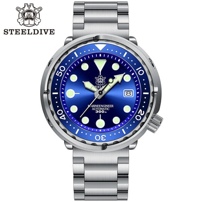 STEELDIVE SD1975 Mens Automatic Watches Men Dive Watch 300m Waterproof Mechanical Wristwatch C3 Luminous Clock Sapphire Mirror