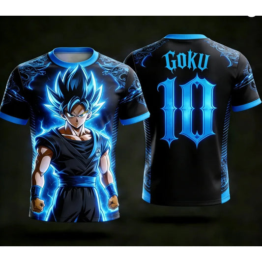 T-shirt 3D Dragon Ball com Licença 2026, Moda Casual de Verão, Camisola Goku N.º 10 para Homem e Criança, Desportiva de Manga Curta