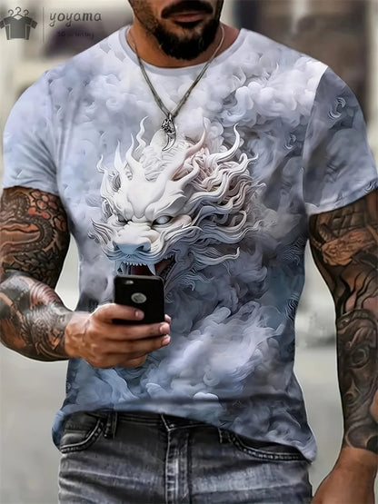 Kleding met drakenprint voor heren, grappige zomerkleding voor heren, T-shirts voor heren met korte mouwen, T-shirts met drakenafbeelding, gepersonaliseerde T-shirts