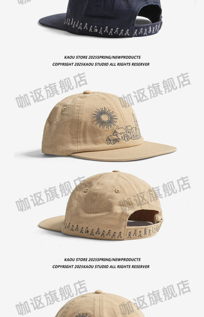 Heavy Embroidery Flat Brim Baseball Cap Niche Unisex Hip Hop Duckbill Cap Fashion Versatile