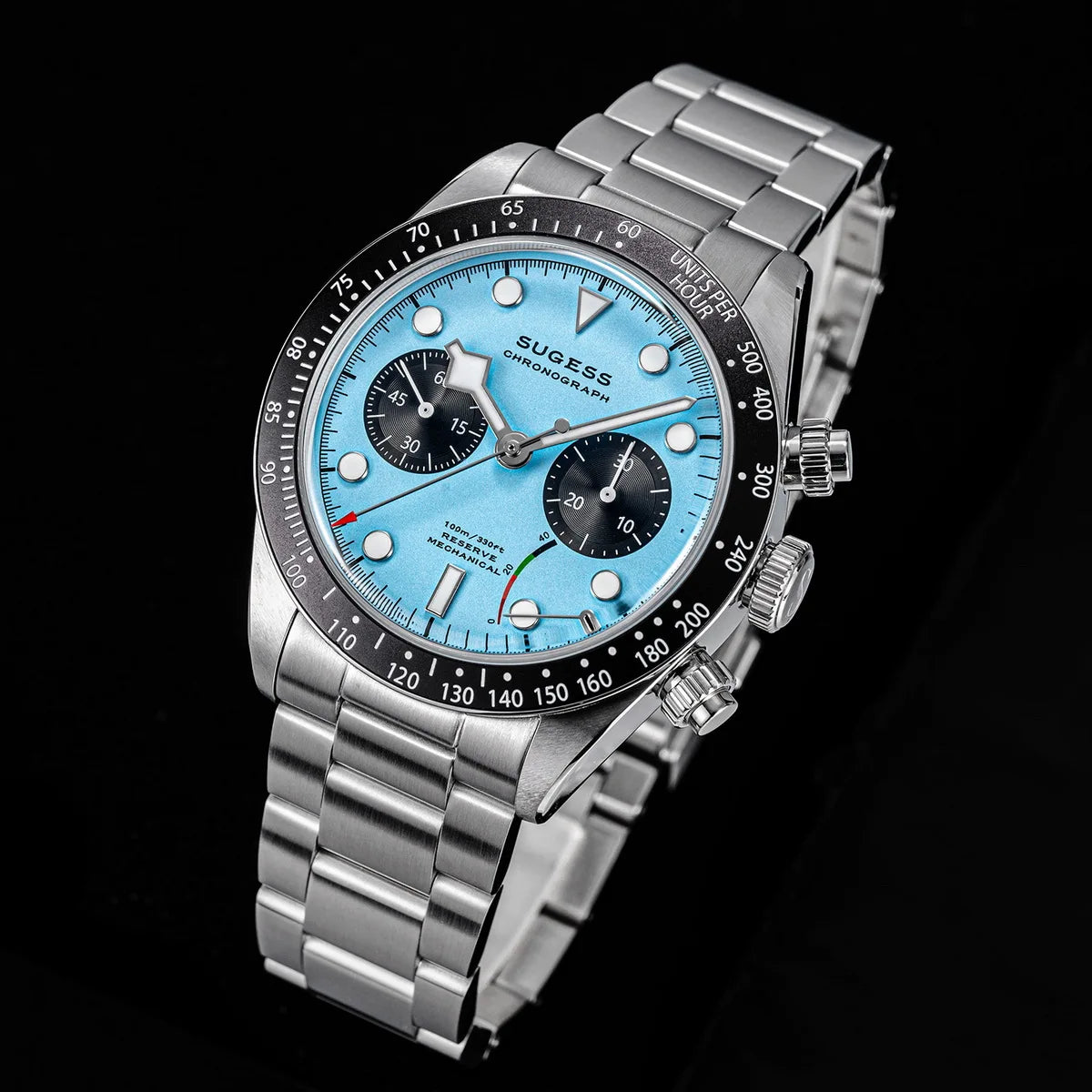 Sugess Chronograph Men Watch Original ST1907 Swanneck Pilot Mechanical Wristwatches Domed Sapphire Crystal Dopamine S457 2025new