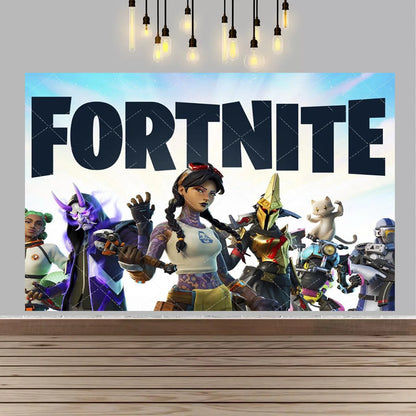 Backdrop F-fortniteds para Festa de Aniversário de Rapaz, Faixa Decorativa Infantil, Decoração de Mesa de Bolo de Aniversário, Acessórios para Festa, Adereços Fotográficos e Presente