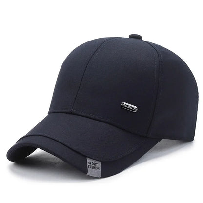 Men's Baseball Hat Hard Top Spring Autumn Big Head Circumference Cotton Cap Sun Protection Dad Cap Adjustable Strap Fishing Hat