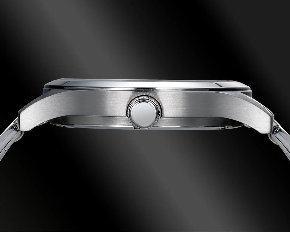 BERNY Men Quartz Watch  Fashion Texture Wristwatch for Men Ultra Thin Men Watch Calendar Luminous Stainless Steel Dress Watches