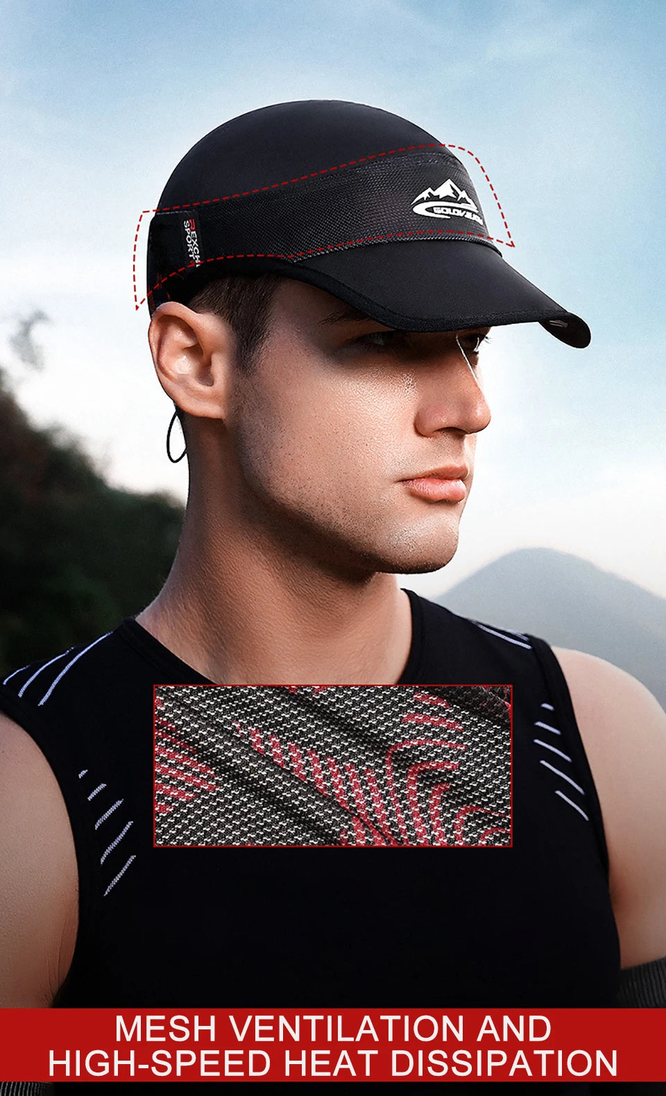 LOOGDEEL Outdoor Sports Running Hat Women Men Quick-drying Breathable Bike Sunshade Headwear Anti-UV Cycling Mountaineering Cap