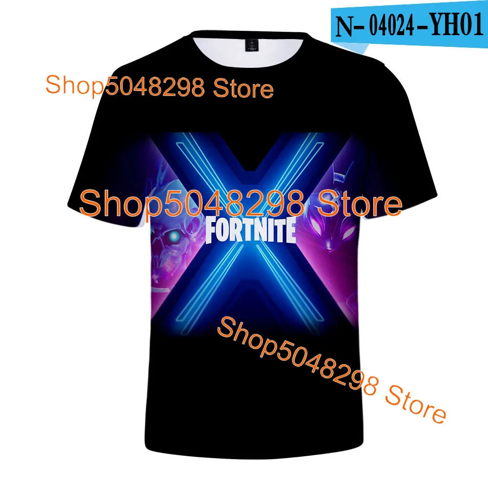 T-shirt Fortnite Bushranger para Crianças, Estampado 3D Banana Peely, T-shirt para Homem e Mulher, Top de Verão Battle Royale, Presentes de Aniversário