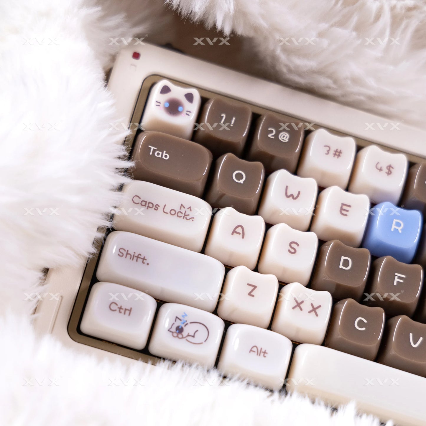 Keycaps XVX 148 Teclas Tema Gato Perfil MAO Keycap Coreana Brilhante e Fofa para Teclado 61 64 68 78 87 96 98 104 108