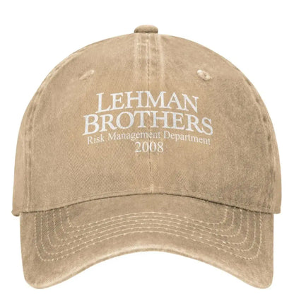 „Lehman Brothers“ rizikos valdymo beisbolo kepurė, banko bankrotas, „Trucker“ stiliaus kepurė, teniso ir riedlenčių „Snapback“ stiliaus kepurė, moteriškos beisbolo kepurės