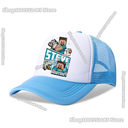 Cartoon Pixel Block Peaked Hat Baseball Caps Summer Sunhat Bonnets Minecrafteds Beanies Adult Headwear Kid Accessories Sportscap