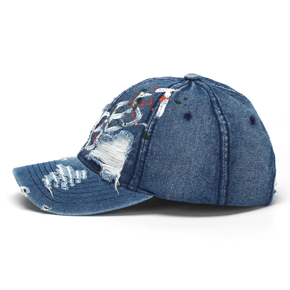 New European and American style letter embroidered baseball caps, personalized distressed and patched baseball caps, sun hats