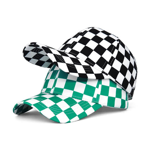 Spring Summer New Black and White Chessboard Lattice Plaid Baseball Cap Retro Casual Sunshade Sun Hat Travel Outdoor Hat Tide