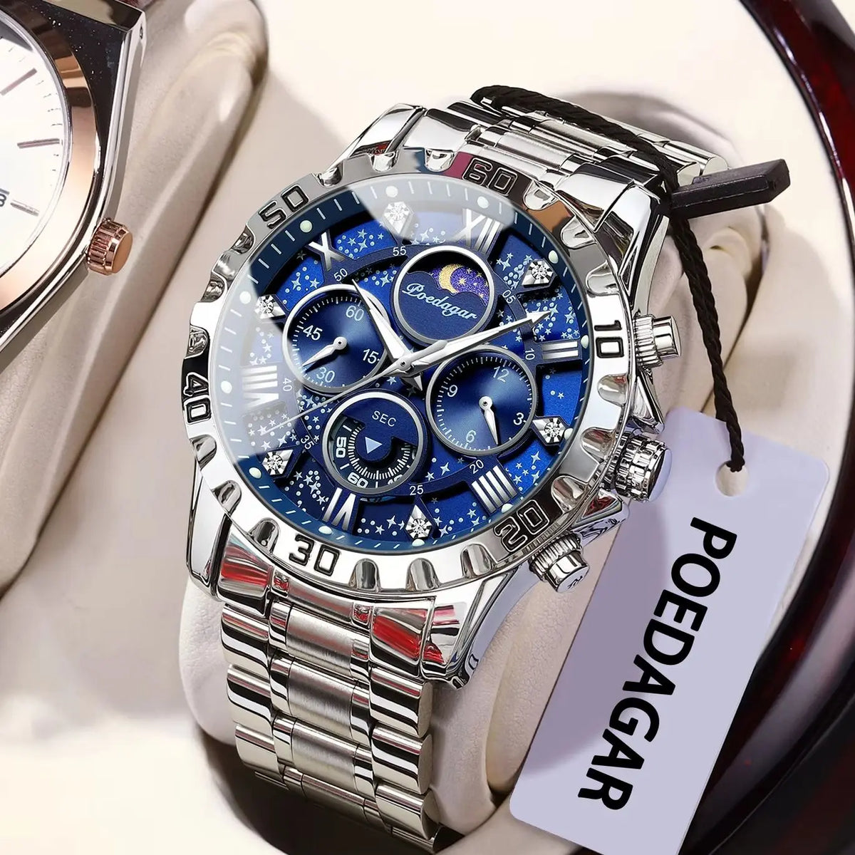 Relógio para homem POEDAGAR – Cronógrafo de luxo, estanque e luminescente, em aço inoxidável, estilo desportivo e militar, com movimento de quartzo