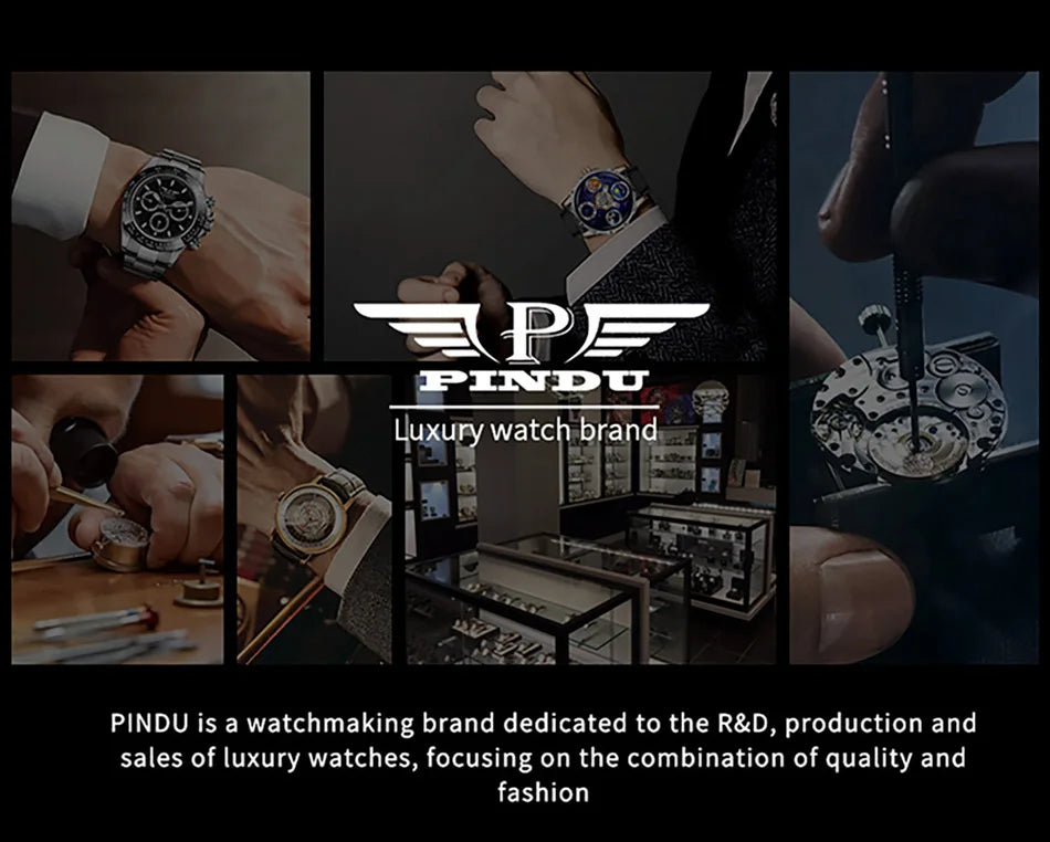PINDU Watch Men New Space Series Unique Design Three-dimensional Dial Arabic Numerals Luminous Sapphire Mechanical Watch W2101B