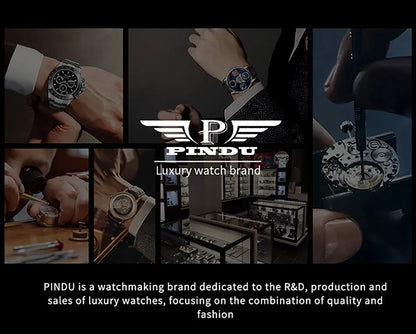 PINDU Watch Men New Space Series Unique Design Three-dimensional Dial Arabic Numerals Luminous Sapphire Mechanical Watch W2101B