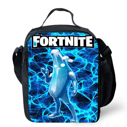Fortnite cartoon lunch bag, portable insulated lunch bag, reusable food storage bag, suitable for children and students.