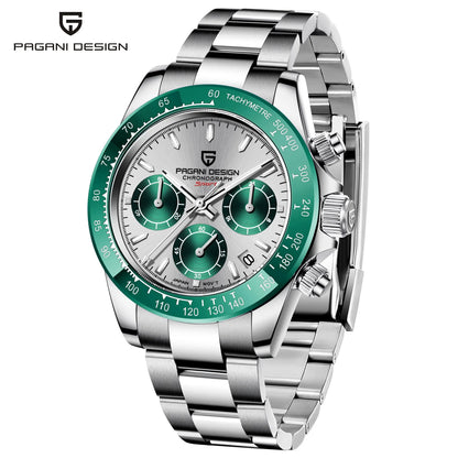 PAGANI DESIGN Men Exquisite Quartz Watch Luxury Choice VK63 Sapphire Mirror Stainless Steel Calendar Small Three-Pin Chronograph