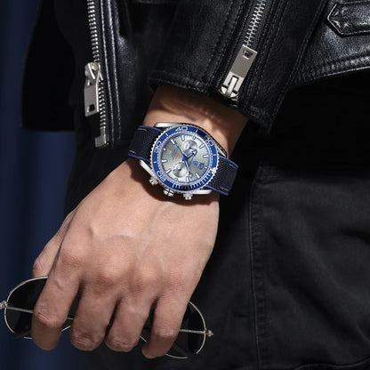 QINGXIYA Brand Luxury Multifunctional Quartz Watch Men Silicone Strap Waterproof Luminous Chronograph Watches Mens Sports Watch