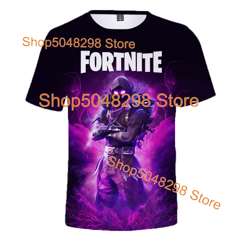 T-shirt Fortnite Bushranger para Crianças, Estampado 3D Banana Peely, T-shirt para Homem e Mulher, Top de Verão Battle Royale, Presentes de Aniversário