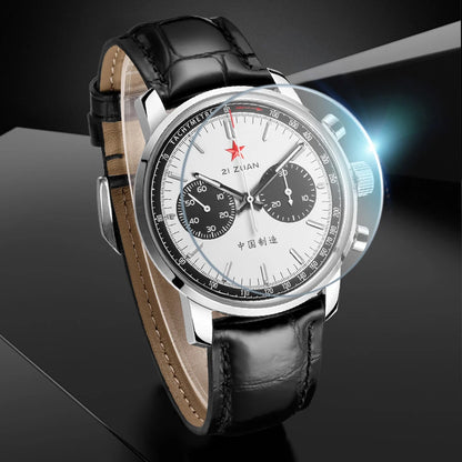 Red Star Panda Mens 1963 Chronograph Mechanical Wristwatch Seagull st1901 Movement Gooseneck 40mm Luminous Sapphire Pilot Watch