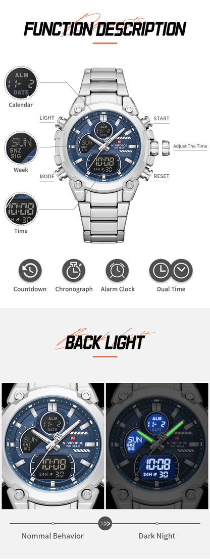 NAVIFORCE New 2026 Wristwatch For Men Bussiness Original Design Waterproof Digital Fashion Normal Watches Male Relogio Masculin