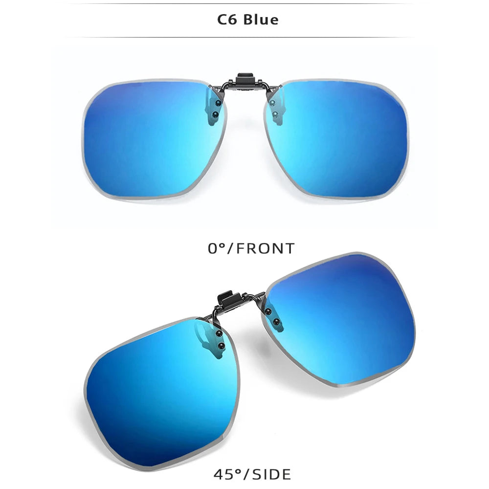 Clip On Flip Up Glasses Polarized Photochromic Sunglasses Lens Anti Glare UV400 Goggles Night Vision Yellow Driving Eyepiece