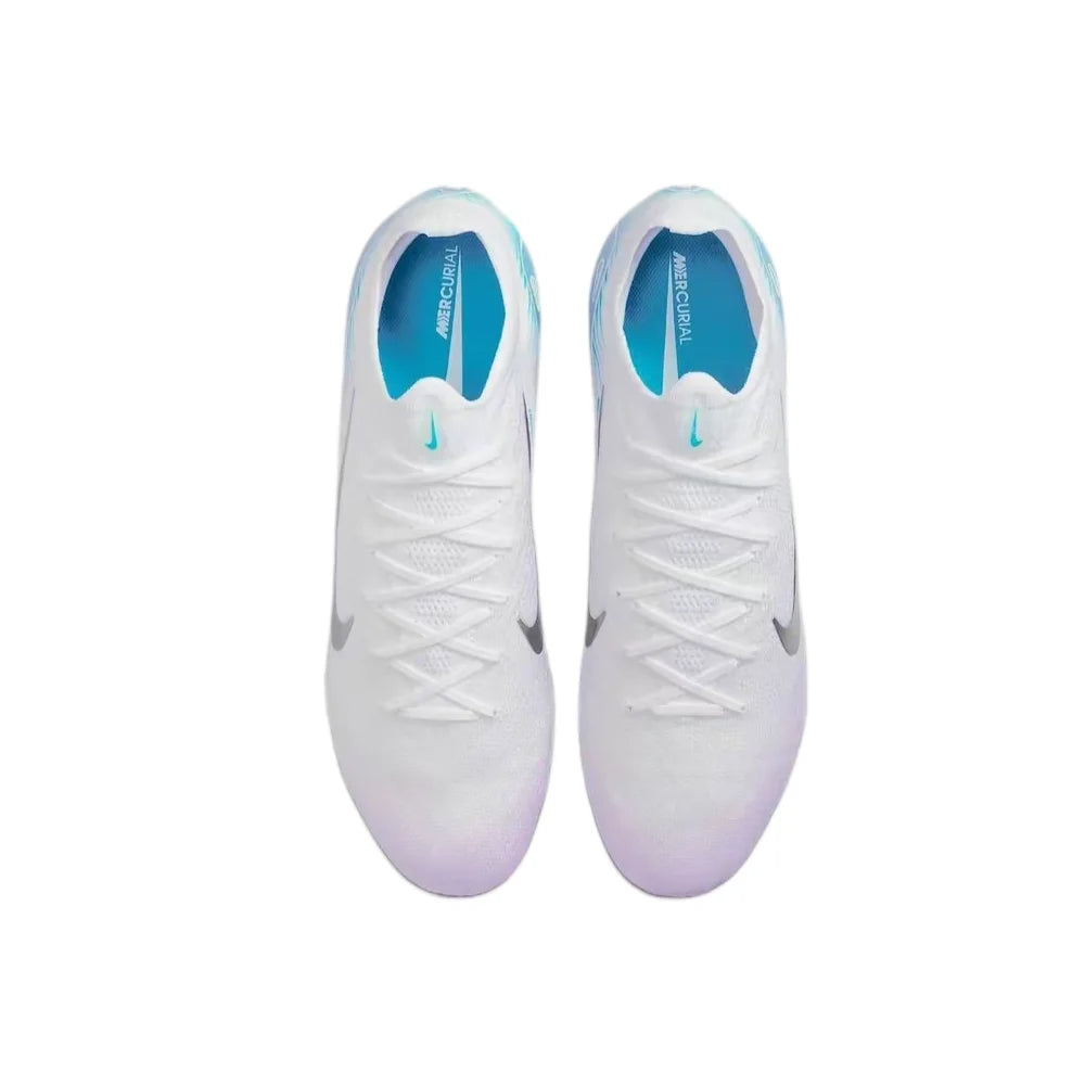 Botas de fútbol Nike Mercurial Vapor 16 Elite LV8 para hombre, FG: suaves, cómodas, para césped natural, blanco/azul HV4887-100