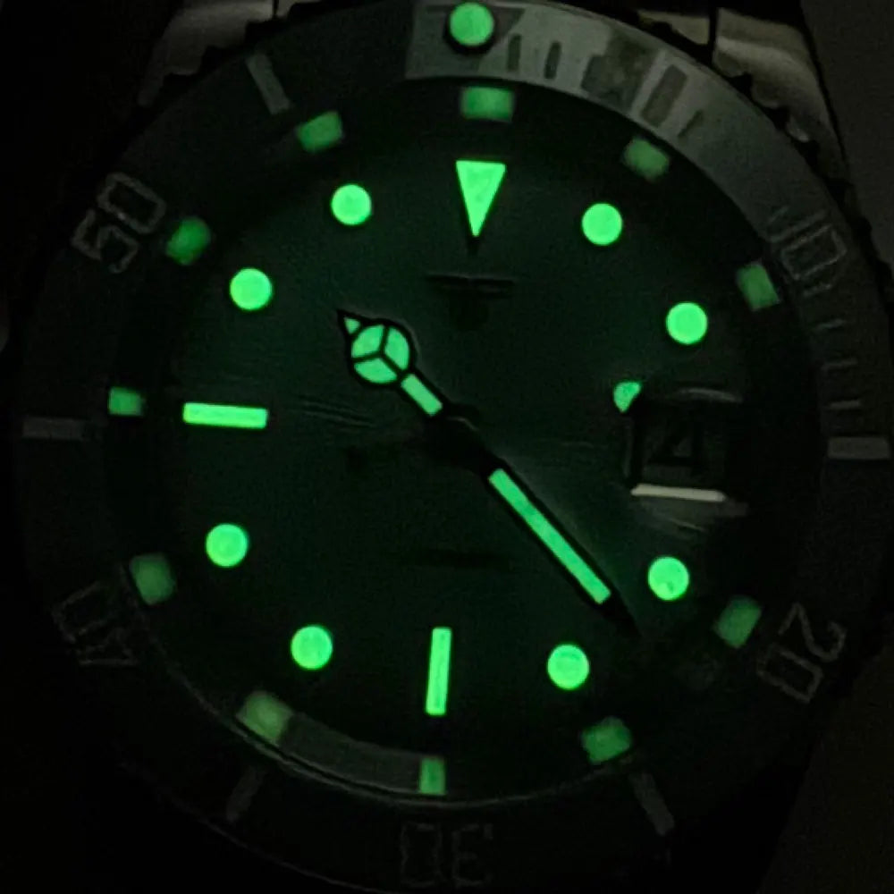 Tandorio Blue Dial 40mm Miyota 8215 PT5000 Mechanical Dive Watch Men 200M Waterproof Lume Sapphire Stainless Steel Bracelet