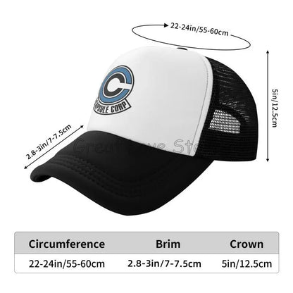 Capsule Corp Mesh Baseball Caps Unisex Hip-Hop Trucker Hat Anime DBZ Dad Hat Adjustable Racing Cap Summer Trucker Snapback Hats