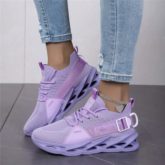 Baskets décontractées violettes pour femmes et hommes, chaussures de course Blade, grandes tailles (jusqu'à la taille 48), chaussures de sport légères et respirantes, baskets en mesh pour hommes