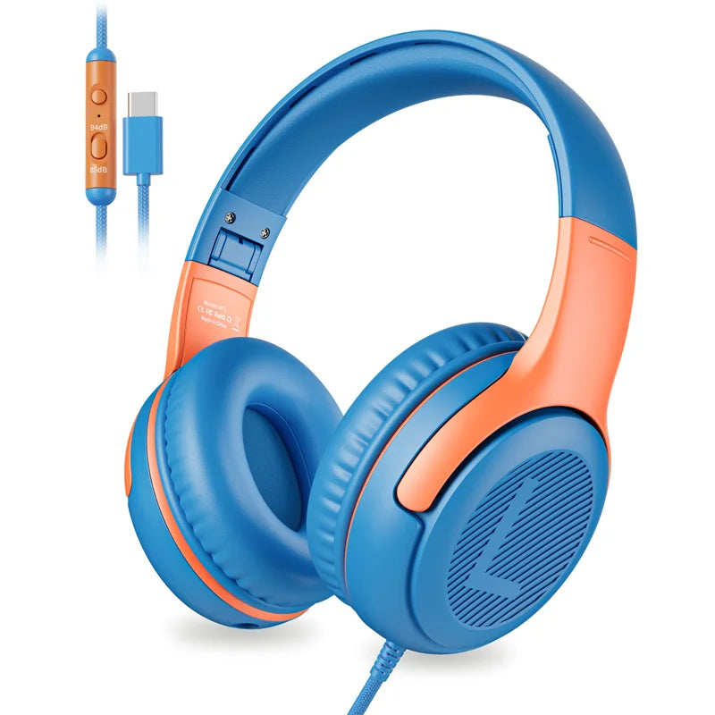 Awatrue Kids Headphones with Microphone, Safe Volume Limited Wired Kids Headphones for School, Toddler & Children, Comfortable Stereo Headset for Learning, Travel & Gaming