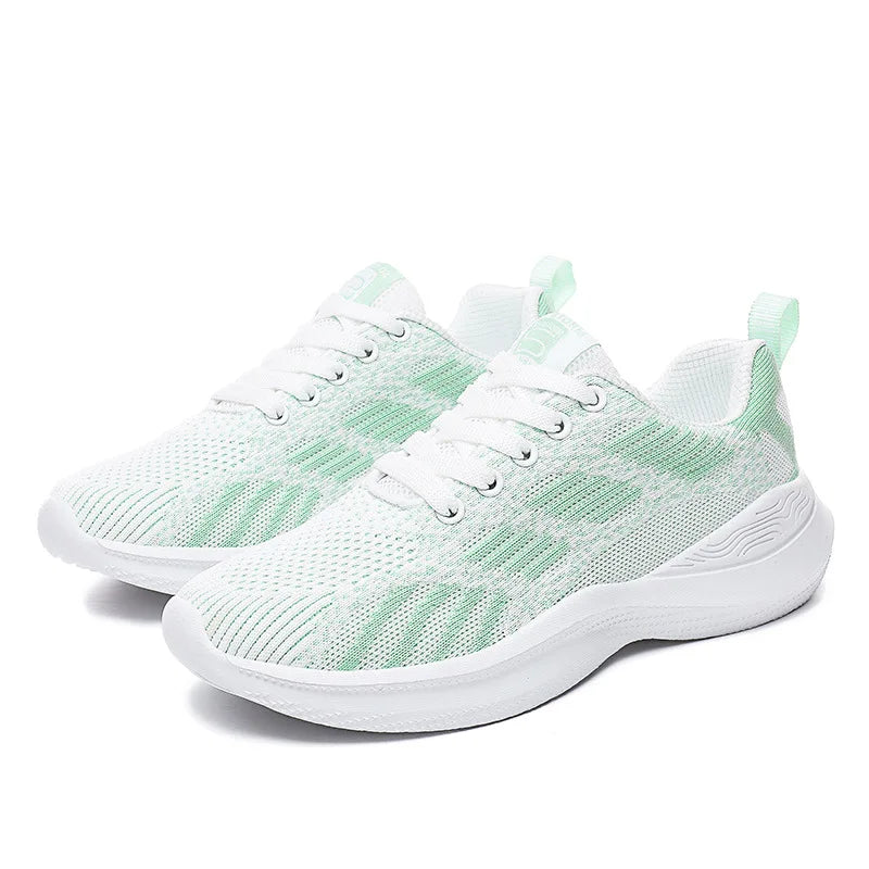 Sneakers da donna alla moda, leggere, scarpe da corsa, scarpe sportive per attività all’aperto, scarpe da corsa comode in rete traspirante, con cuscinetto d’aria e allacciatura con lacci
