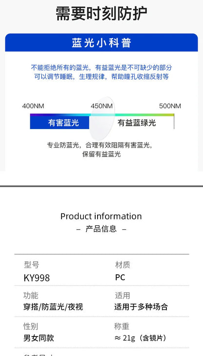 Night Vision Retro Square Women Anti Blue Light Sunglasses UV400 Men Computer Game Anti Radiation Red Orange Sleep Lens Eyewear