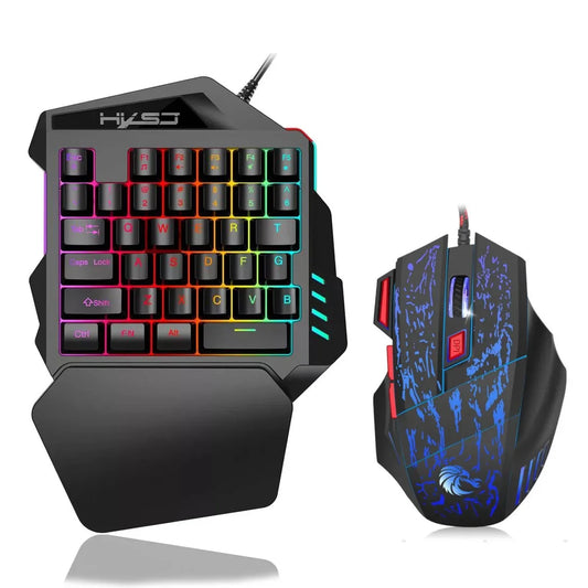 Wired Backlight Keyboard Mouse Set One-handed Professional Gaming Keyboard Mini Portable Game Mouse for Eating Chicken Game