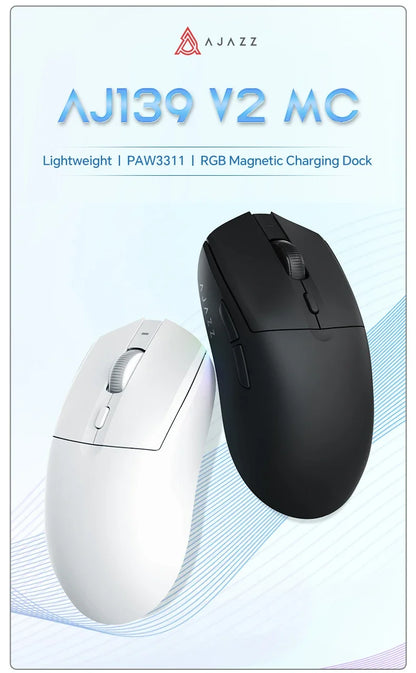 AJAZZ AJ139 V2 MC/AJ139 PRO draadloze gamingmuis met PAW3311/PAW3395-sensor, 12000DPI/26000DPI, 500mAh Bluetooth-gamermuis voor pc