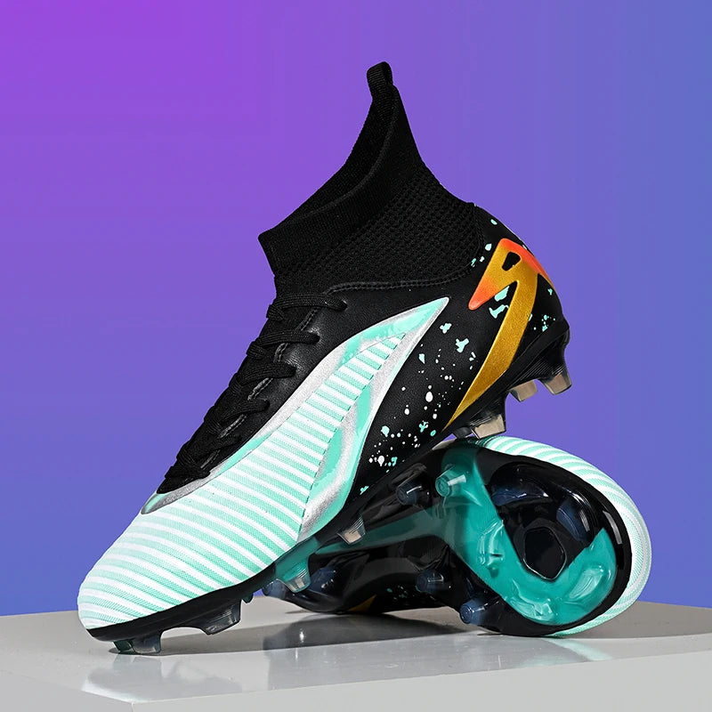 Nouvelles chaussures de football pour hommes, chaussures de sport, chaussures de futsal à cheville haute, chaussures de football de haute qualité, antidérapantes pour intérieur et extérieur, ultralégères, antidérapant