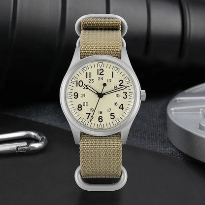 Militado ML07 Military Watch VH31 Quartz Movement Sapphire Crystal Luminous AR Coating Vintage Watches 100m Waterproof