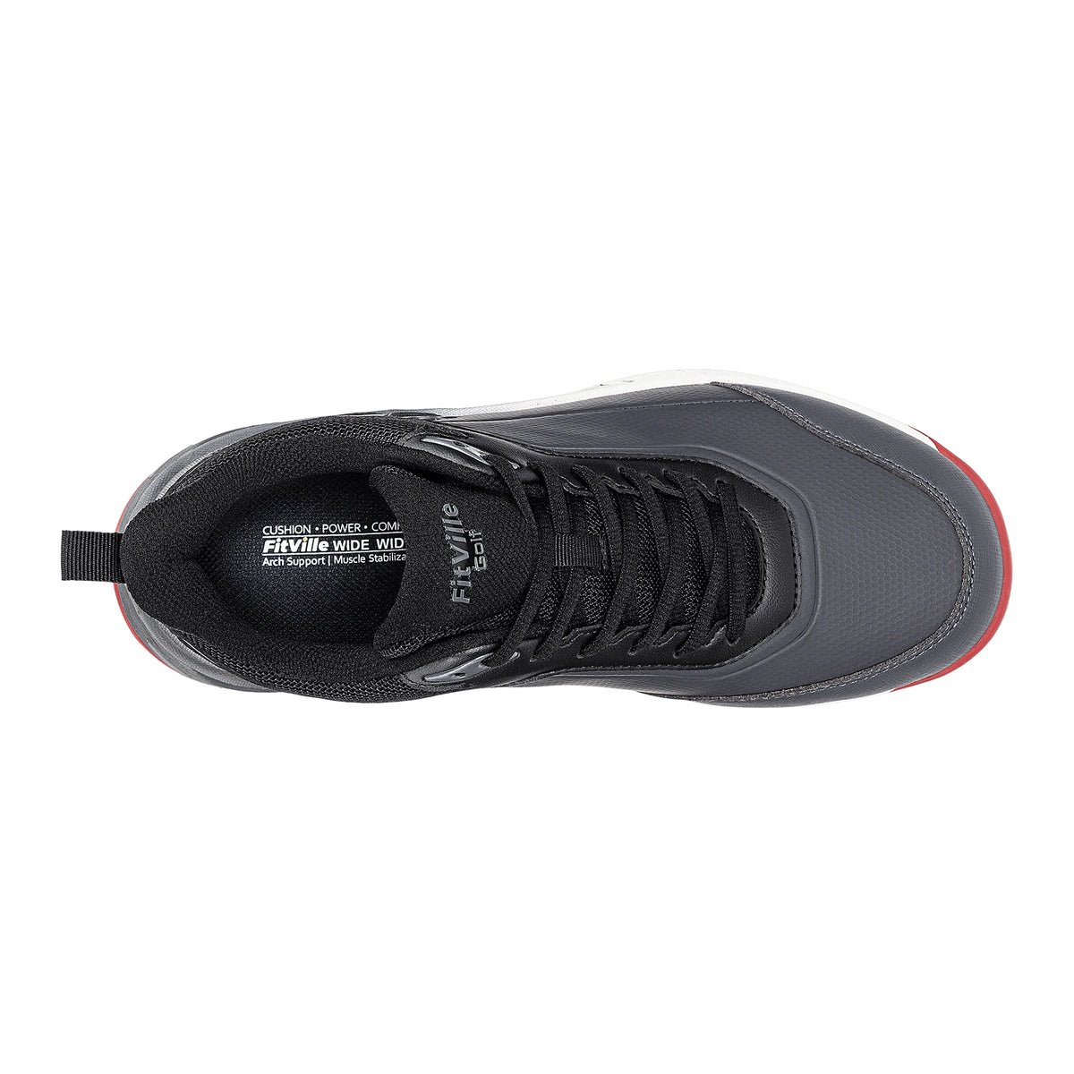 FitVille Chaussures de golf larges pour hommes, imperméables, athlétiques, décontractées, professionnelles, antidérapantes, sans crampons, avec soutien de la voûte plantaire