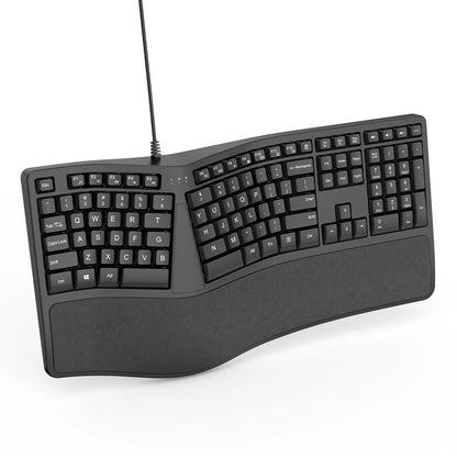 Teclado ergonómico dividido con cable USB K9, reposamuñecas, 110 teclas, teclado gaming para oficinas profesionales