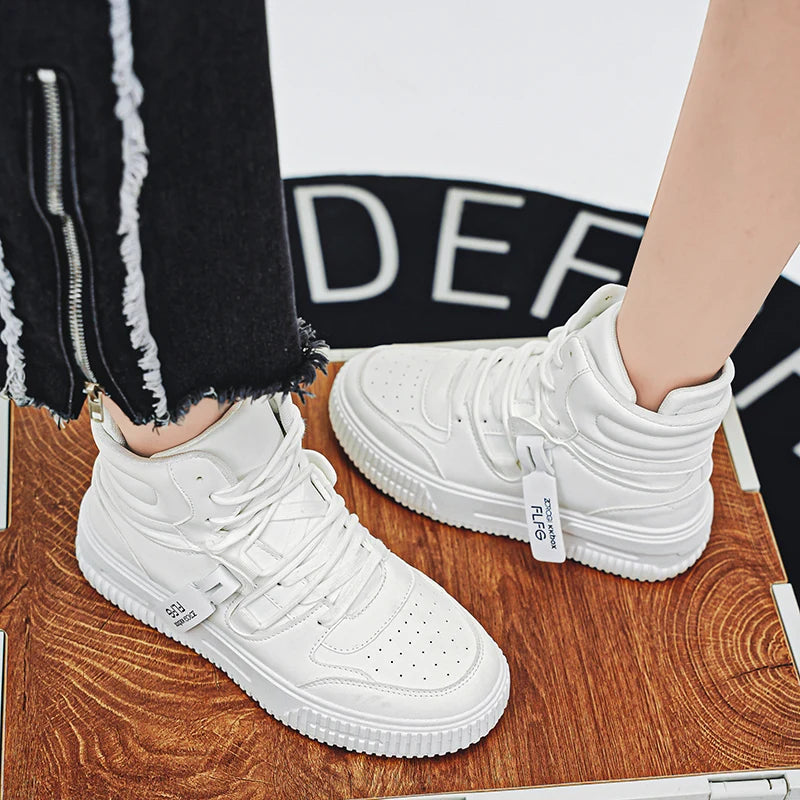 Baskets décontractées de mode, chaussures de skateboard montantes, bottines pour étudiants, hommes et femmes, tendance, résistantes à l'usure, bicolores, pour couples