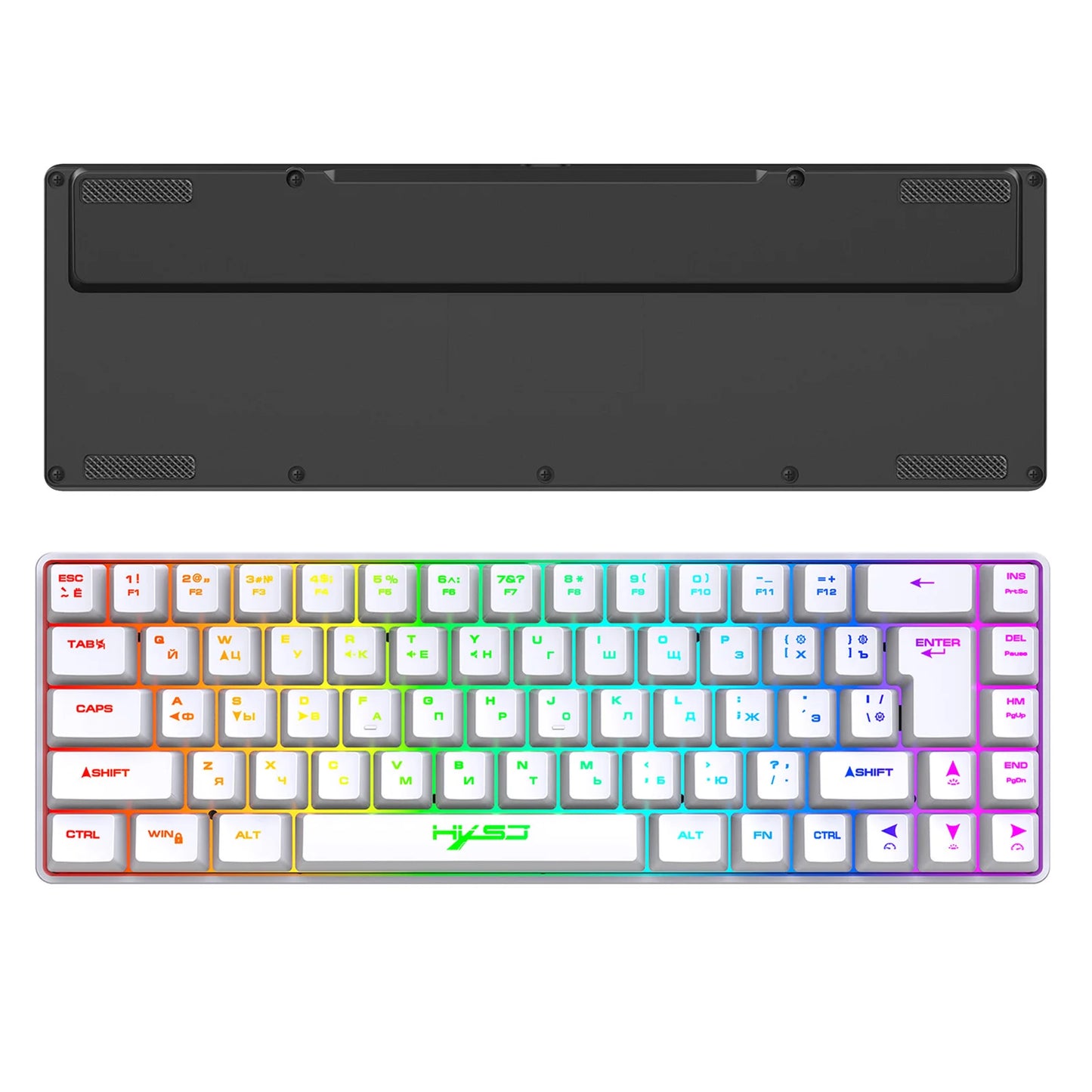 Tastiera meccanica gaming 68 tasti russo-inglese, tastiera bilingue con retroilluminazione RGB per il gaming