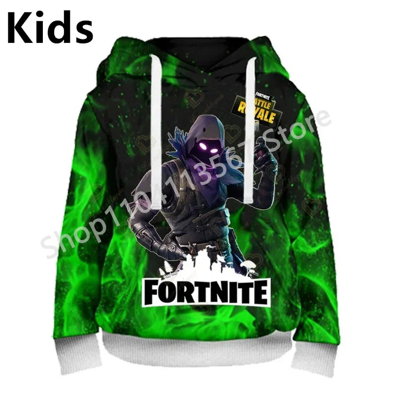 Llama Battle Royale F-Fortnited Hoodies 3D Printed Men Women Children Sweatshirts Boy Girl Kids Streetwear Pullover Green Tops