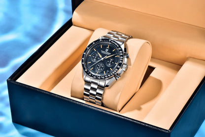 PAGANI DESIGN 2026 New Saturn Men's Watches Quartz Watch For Men Light Tan Sport Chronograph AR Sapphire Crystal Wrist Watch Men